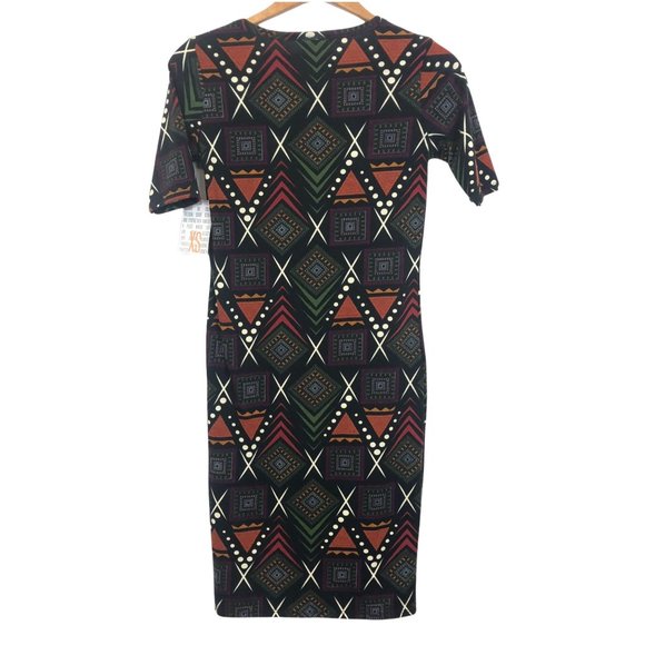 New LuLaRoe Julia Dress Tribal Pattern Black Geometric Designs NWT Size XS - Picture 3 of 8